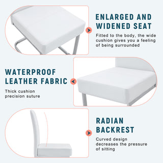 Sunvega Set of 4 White Thickened PU Dining Chairs with Ergonomic Design and Non-Slip Feet