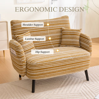 Sunvega Modern Two-Seater Sofa with Tufted Backrest and Convenient Side Storage Pockets