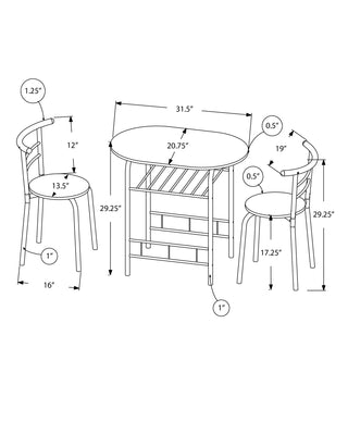 Sunvega Natural Laminate Dining Table Set with White Metal Chairs for Space Saving