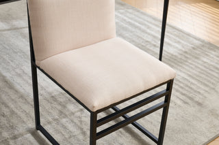 Sunvega Modern Dining Chairs Set of 2 with Upholstered Linen Cushions and Iron Racks