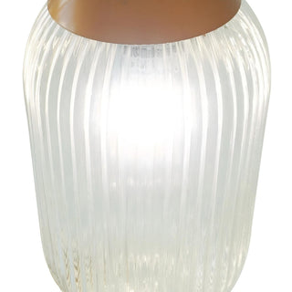 Sunvega Mid-Century Elegant Bronze Ribbed Glass Adjustable Pendant Lamp for Living Room
