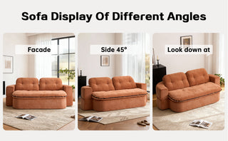 Sunvega Modern Corduroy Convertible Sofa Bed with Pillows and Quilt for Living Room