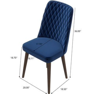 Sunvega Mid-Century Modern Velvet Dining Chair Set of 2 with Solid Wood Frame