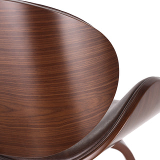 Sunvega Mid-Century Modern Swivel Barstool with Faux Leather Upholstery and Walnut Frame