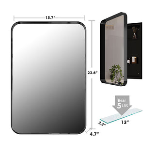 Sunvega Modern White Metal Framed Recessed Medicine Cabinet with Mirror and Storage