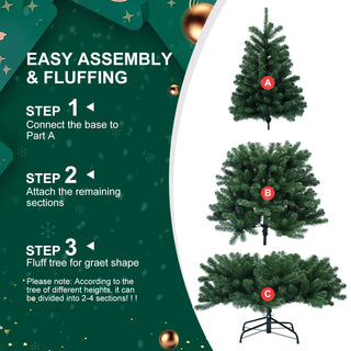Sunvega 6ft Full 760 Tips Hinged Memory Wire Artificial PVC Christmas Tree for Indoor