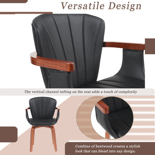 Sunvega Mid-Century Modern Bentwood Swivel Dining Chairs with PU Leather Upholstery