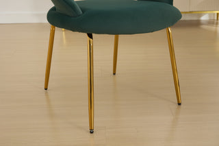 Sunvega Velvet Fabric Dining Chair with Curved Backrest and Golden Metal Legs for Kitchen