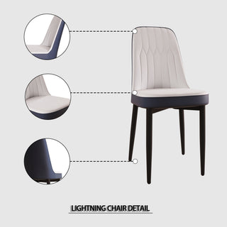 Sunvega Modern PU Leather Dining Chairs with Thick Soft Cushions and Black Metal Legs