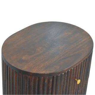 Sunvega Handcrafted Mango Wood Curved Fluted 3-Drawer Drum Chest