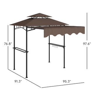Sunvega Double Roof Grill Gazebo with Weather Resistant Canopy and Storage Shelves
