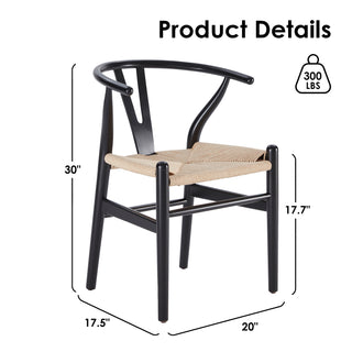 Sunvega Solid Wood Wishbone Dining Chair Mid Century Modern for Beach House
