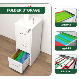 Sunvega 5 Drawer Metal Vertical File Cabinet with Lock on Wheels for Home Office
