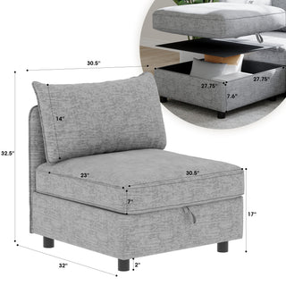 Sunvega Modular Sectional Sofa Seat With Storage and Convertible Sleeper Function