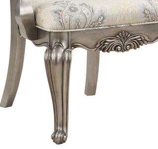 Sunvega Tufted Side Chairs with Antique Platinum Finish and Scrollwork (Set of 2)