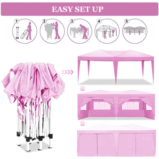 Sunvega 10x20 Folding Canopy with 6 Removable Sidewalls for Outdoor Events UPF 50+
