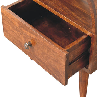 Sunvega Solid Mango Wood Chestnut Bedside Table with Drawer and Open Slot