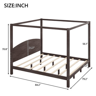 Sunvega King Size Canopy Platform Bed with Headboard and Sturdy Support Legs