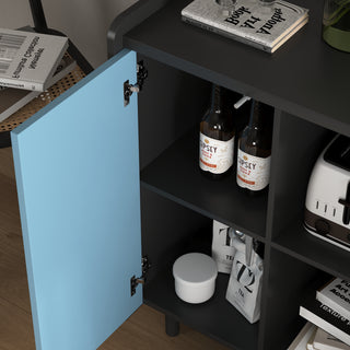 Sunvega Black and Red Modern Sideboard Buffet Cabinet with 2 Drawers