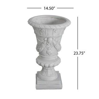 Sunvega Light Grey MGO Garden Urn with Drainage Hole and Stopper