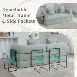 Sunvega Foldable Compressible Sofa with Metal Frame and Cushions for Small Spaces