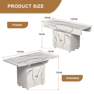 Sunvega Contemporary Expandable Dining Table Set with 4 Chairs and Storage for Small Space Saving