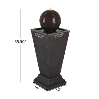 Sunvega LED-Lit Modern Concrete Column Fountain for Patio Porch Oasis