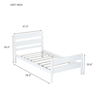 Sunvega Rubber Wood Twin Bed with Headboard and Footboard for Spacious Storage