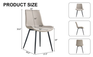 Sunvega Light Gray Artificial Leather Dining Chair with Curved Widened Cushion