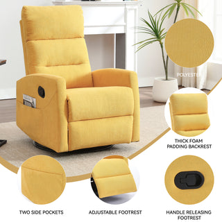 Sunvega Manual Recliner Chair with 360 Degree Swivel and Rocking Function in Grey Fabric