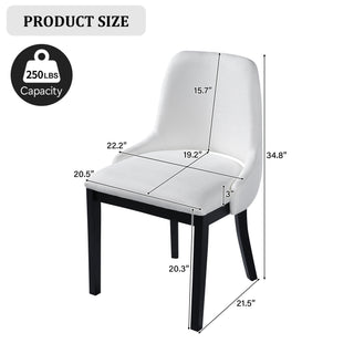 Sunvega Modern Wood Dining Chairs Set of 2 with Linen Upholstered Seat for Dining Room
