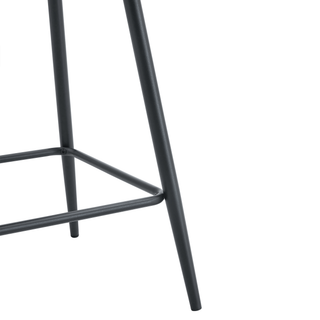 Sunvega Brown Techno-Fabric Bar Chair Set of Two with Rounded Backrest and Black Metal Legs