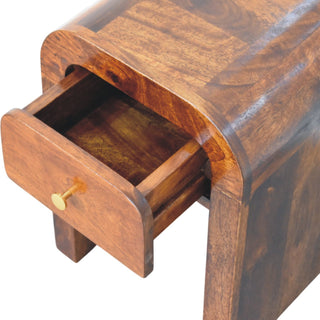 Sunvega Mini Darcy Chestnut Nightstand with Curved Edges and Brass Knob