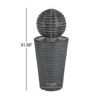 Sunvega LED-Lit Modern Concrete Column Fountain for Patio Porch Oasis
