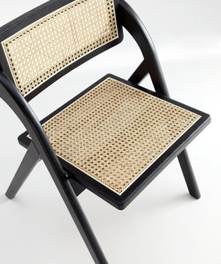 Sunvega Modern Industry Chic Cane Folding Dining Chair Set of 2 for Dining Room