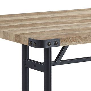 Sunvega Rectangular Oak Top Dining Table with Metal Frame for Modern Living Spaces