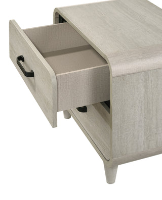 Sunvega Contemporary Antique White Nightstand with Two Drawers and Rounded Edges