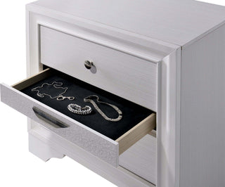 Sunvega Modern Black Nightstand with Hidden Jewelry Drawer and Nickel Knob