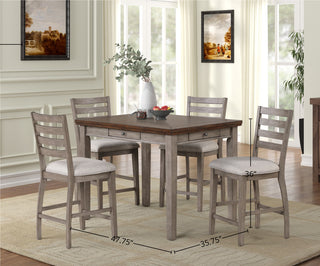Sunvega Counter Height Two Tone Dining Table with Four Storage Drawers