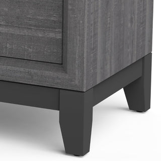 Sunvega Modern Gray Wood Nightstand with Two Drawers and Chrome Handles