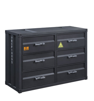 Sunvega Industrial Metal Dresser with 6 Drawers and Gunmetal Finish
