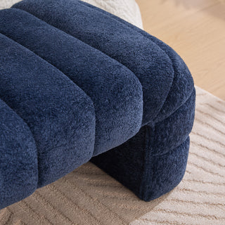 Sunvega Modern Upholstered Armless Bed Bench with Channel Tufted Chenille Ottoman for Living Room