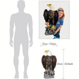 Sunvega Hand-Painted Bald Eagle Garden Statue with 24.4-inch Tall Resin Construction
