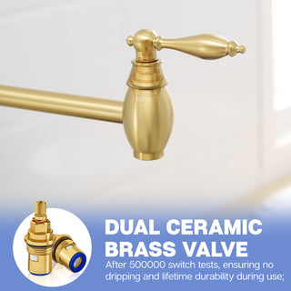 Sunvega Brass Wall Mounted Pot Filler Faucet with Stretchable Double Joint Swing Arms