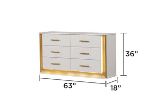 Sunvega Gold Finish Wood Dresser with LED Mirror for Bedroom Decor