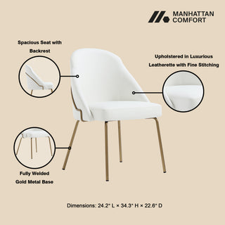 Sunvega Modern Upholstered Leatherette Dining Chair with Gold Steel Frame