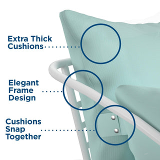 Sunvega Outdoor Lounge Chairs Set with Aqua Haze Cushions and Rain Covers