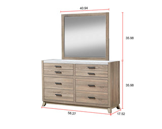 Sunvega Rustic Transitional Contemporary Dresser with Faux Marble Top and Six Drawers