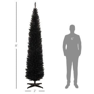 Sunvega Pencil Artificial Xmas Tree with Faux Snow Flocked Full Branch Tips Flame-retardant