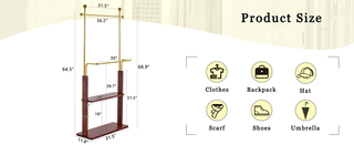 Sunvega Stainless Steel Spray Painted Hanger With Solid Wood Bracket And 72 Inch Raised Design